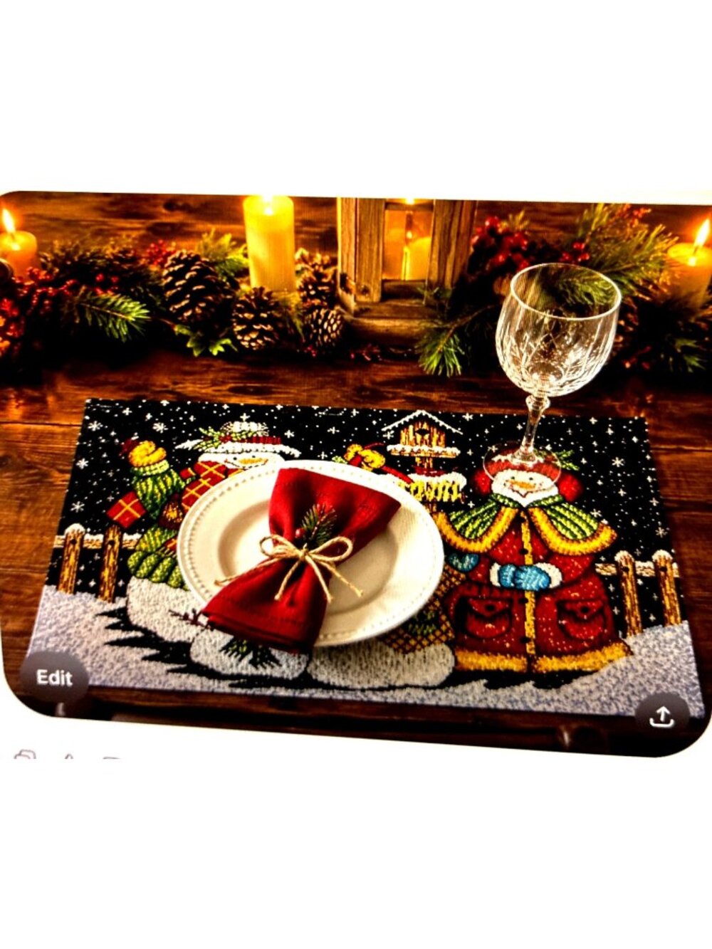 Set of 6 Snowman Christmas Placemats - Picture 4 of 8